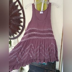 Free people Fawn voile and lace slip dress xs mauve